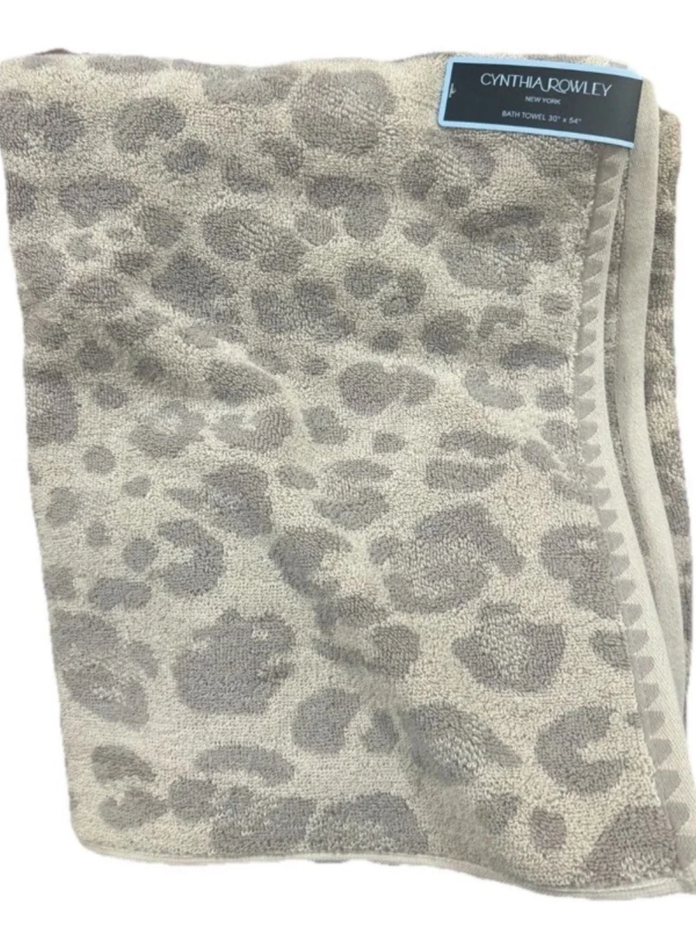 Cynthia Rowley Gray Animal Print Bath Towels Set of two 30” x 54”